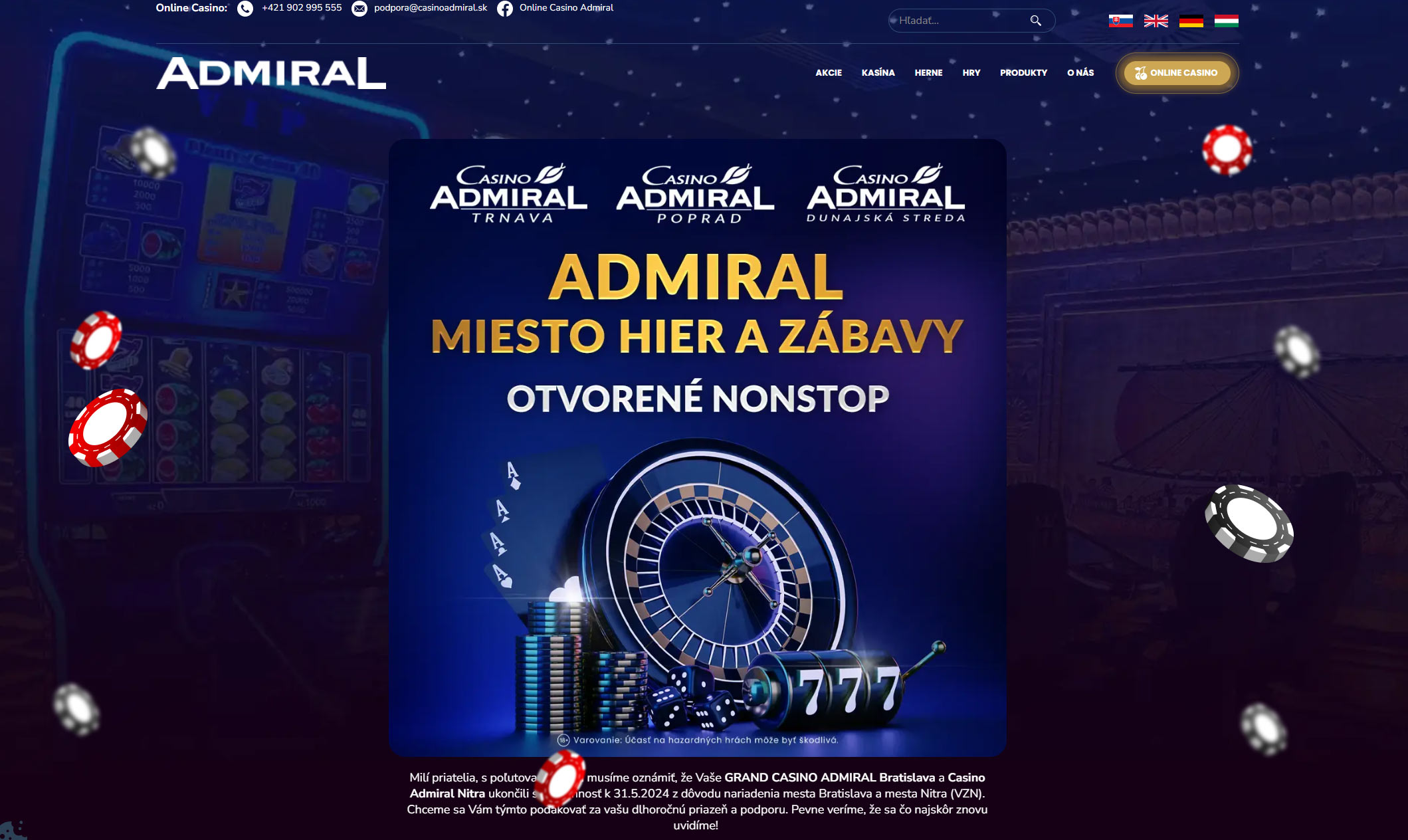 Admiral online kasíno